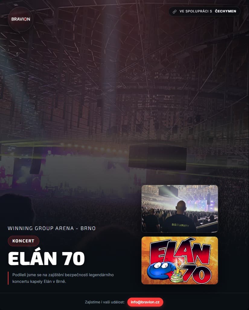 Ostraha vyprodaného koncertu Elán 70 v O2 Aréně