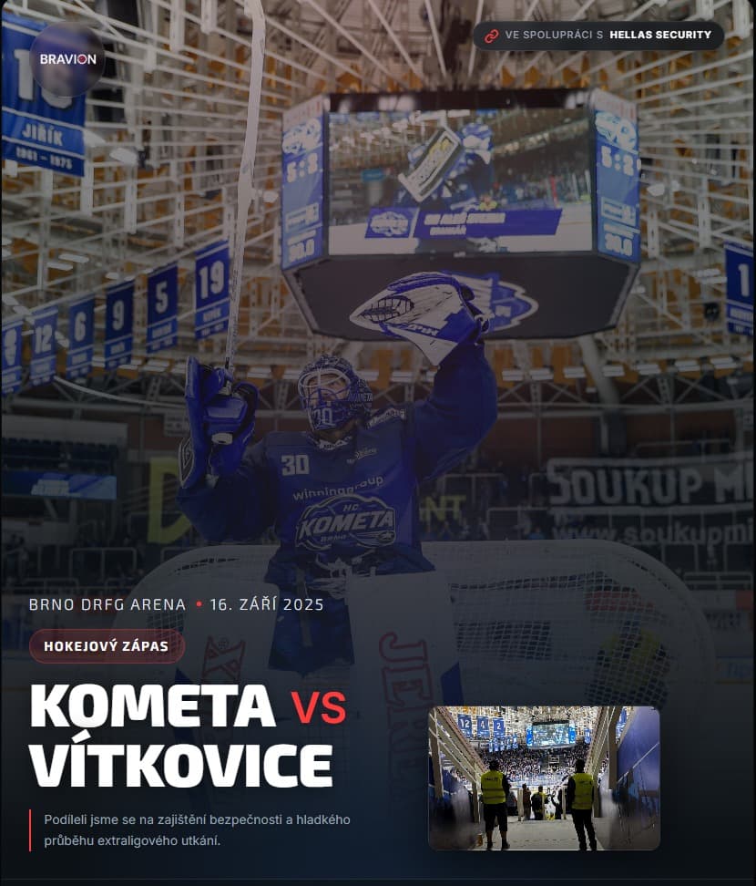Ostraha hokejových zápasů HC Kometa Brno