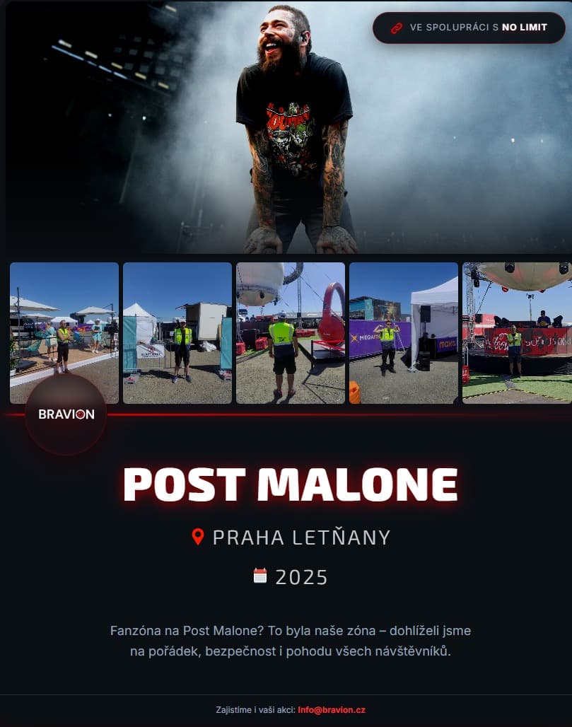 Security opatření na koncertě Post Malone Praha Letňany